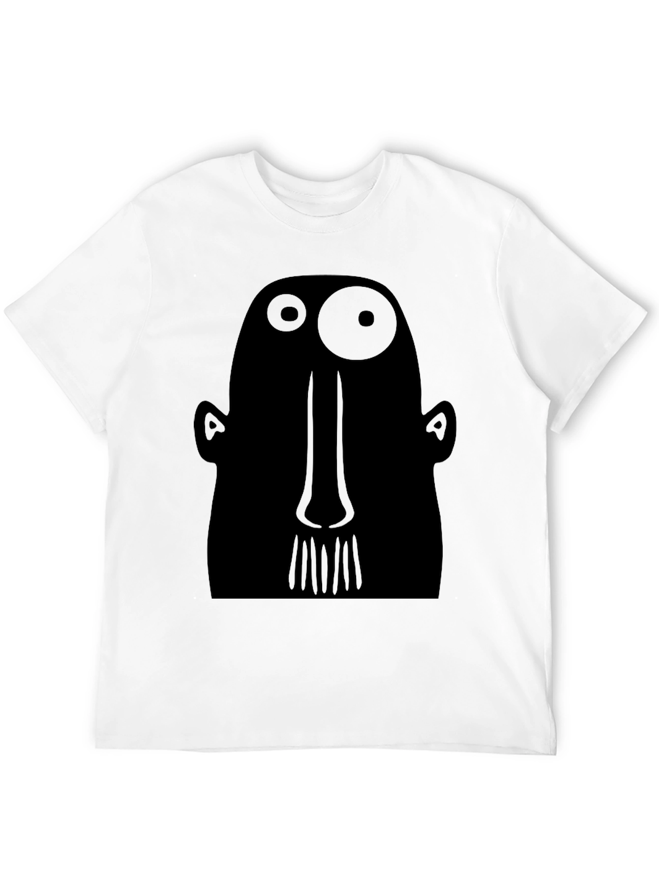 Abstract Face Graphic Tee - Black Cotton T-Shirt