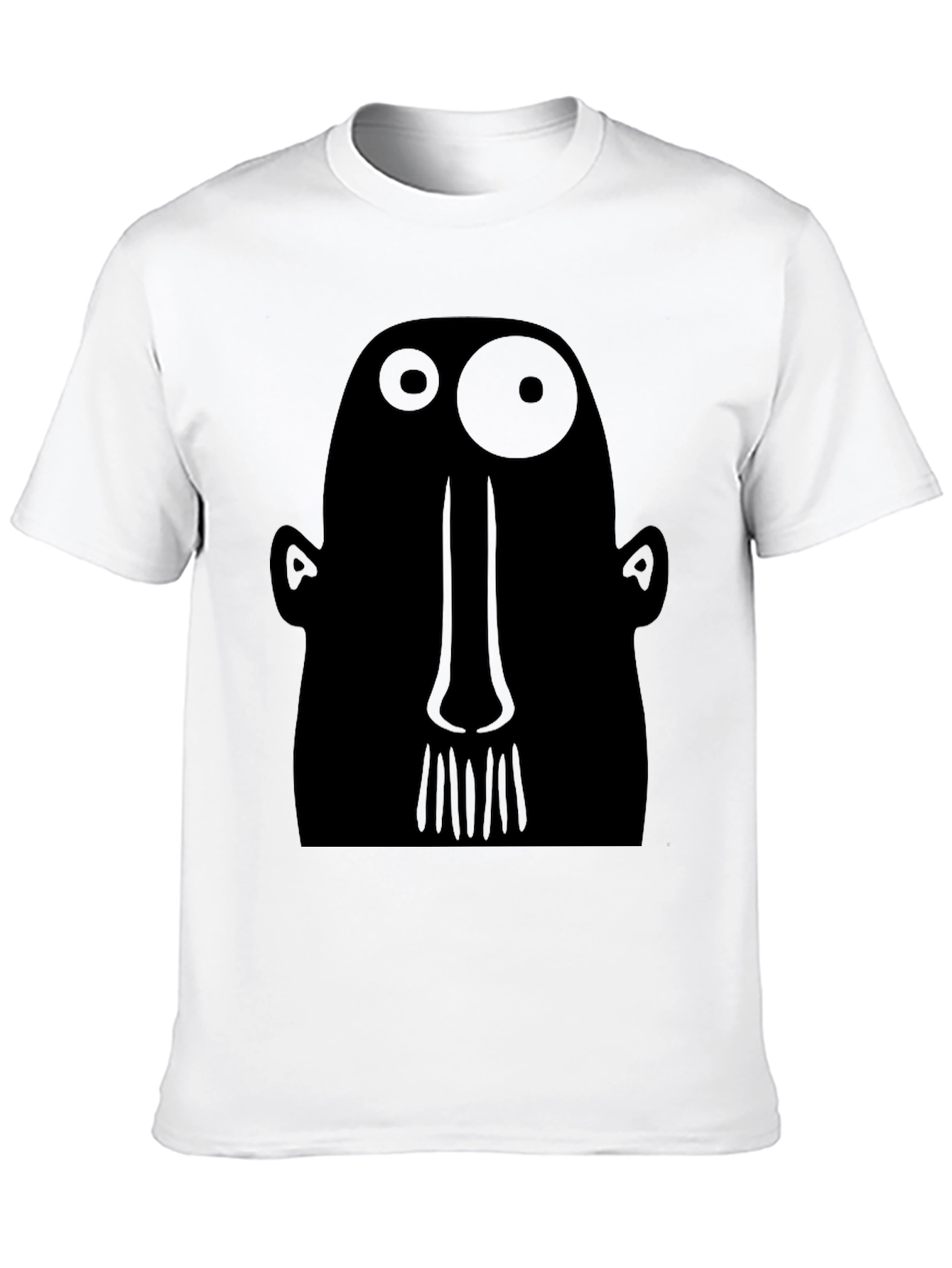Abstract Face Graphic Tee - Black Cotton T-Shirt