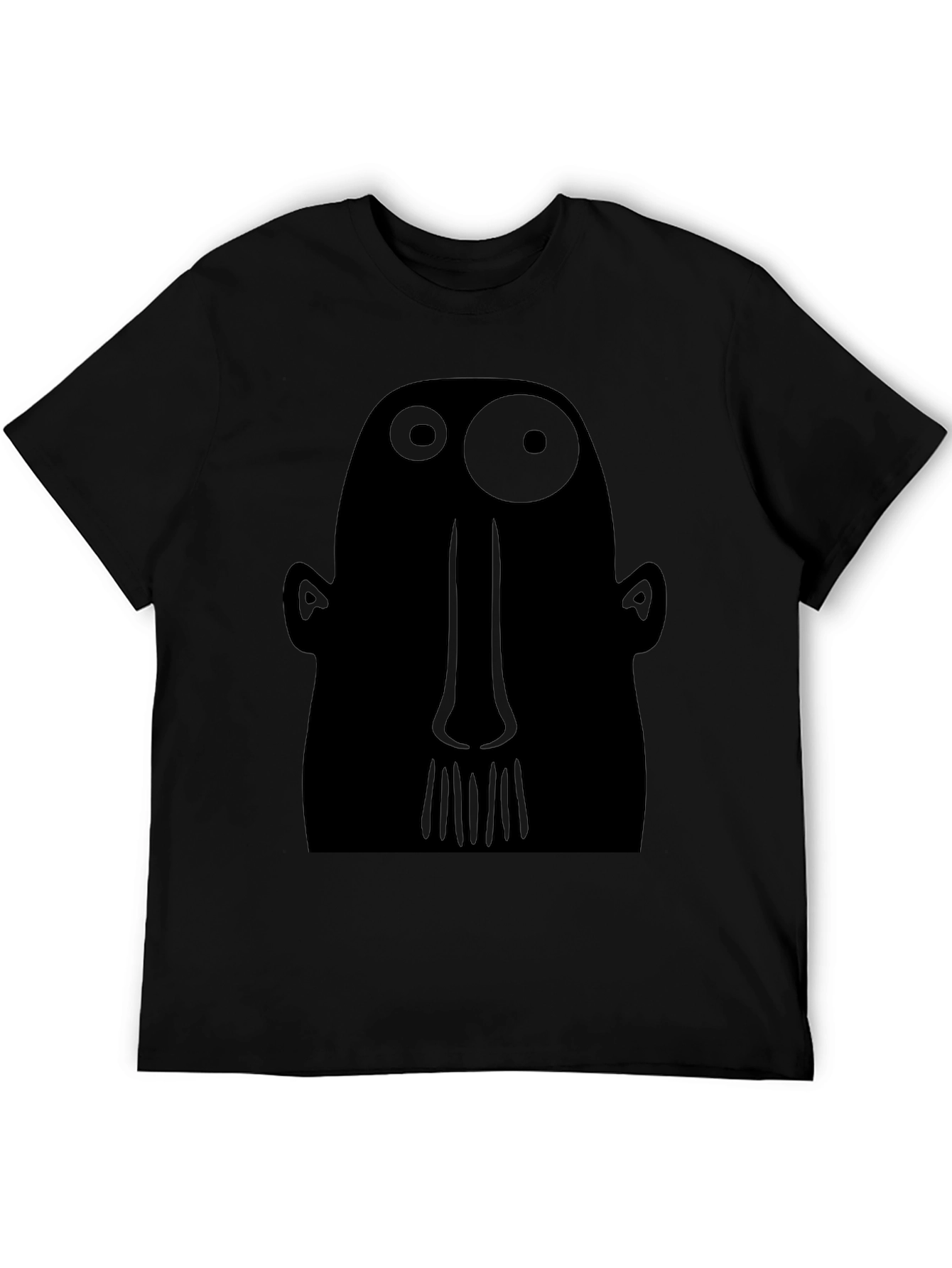 Abstract Face Graphic Tee - Black Cotton T-Shirt
