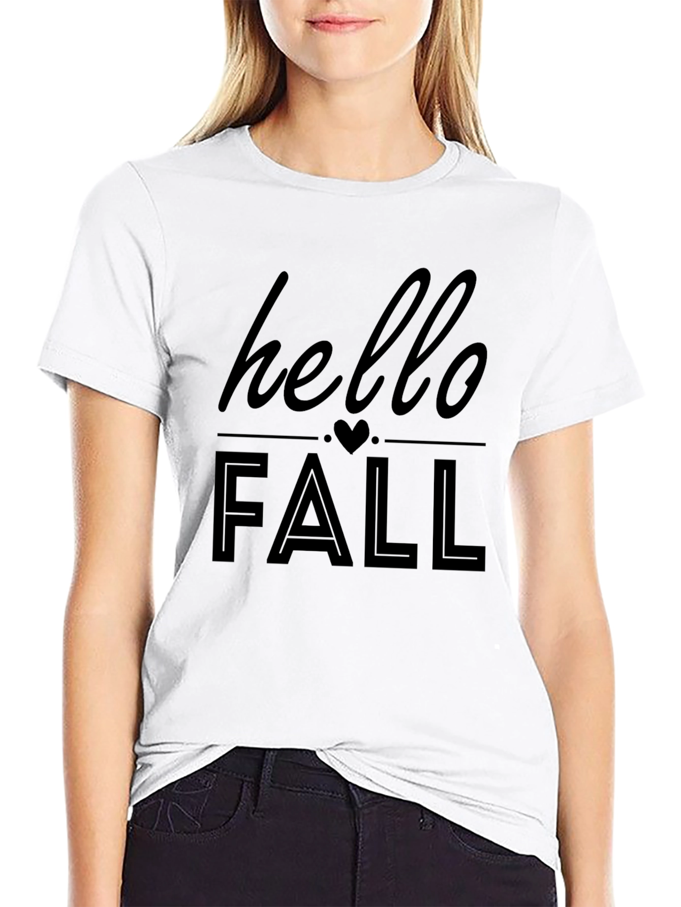 Hello Fall Graphic Tee - Black Casual T-Shirt
