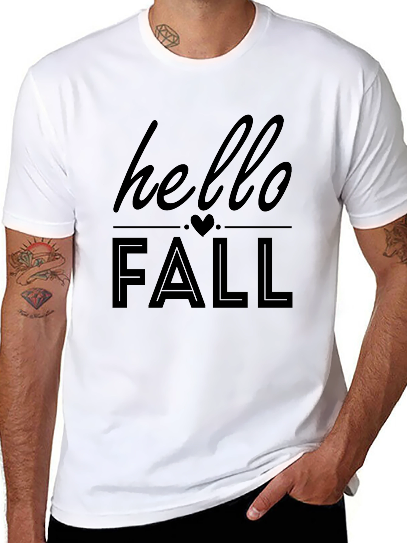 Hello Fall Graphic Tee - Black Casual T-Shirt