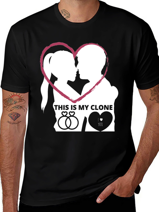 Couples This is My Clone Graphic Tee - Black
