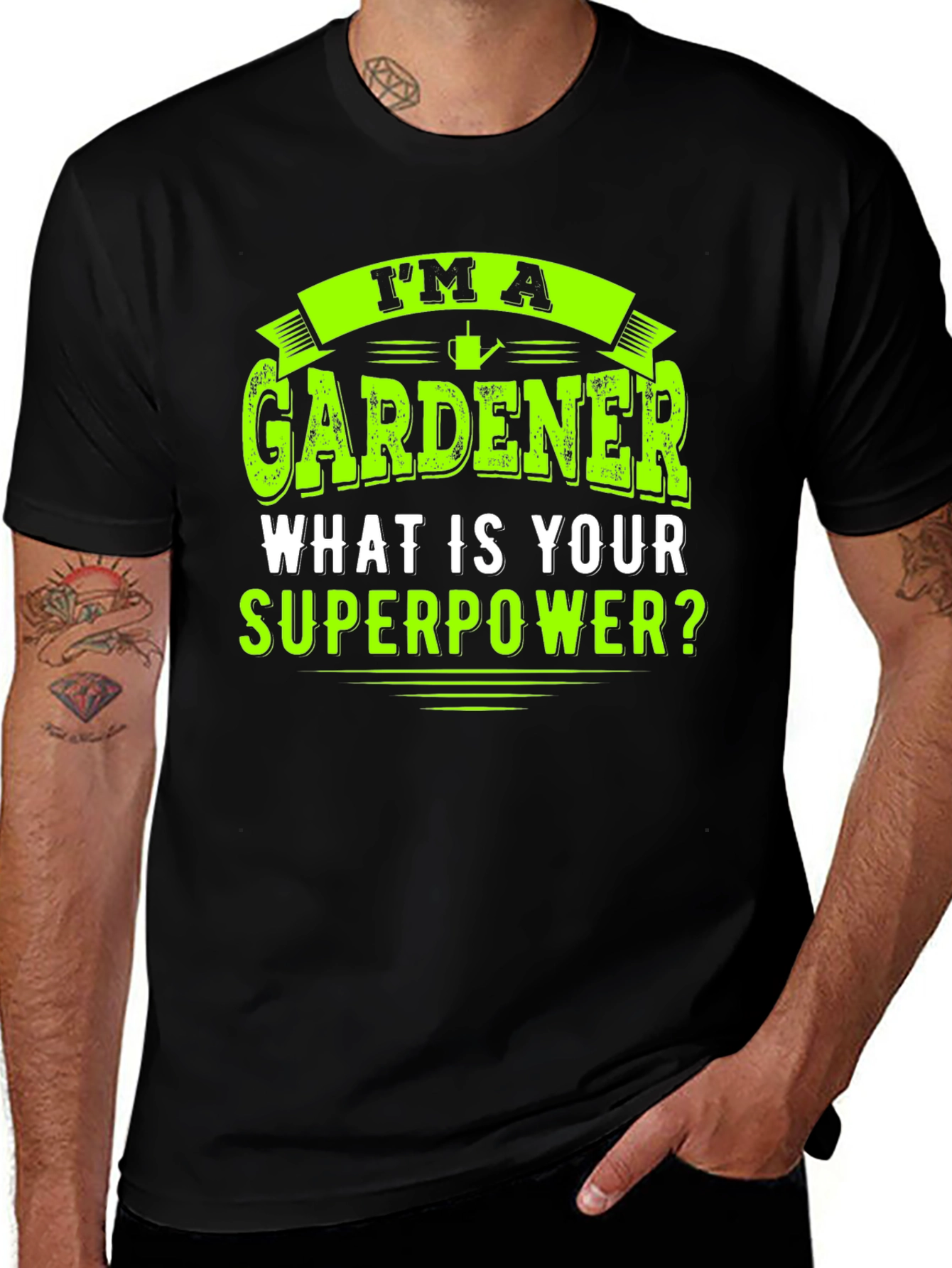 Gardener Superpower T-Shirt - Black Graphic Tee