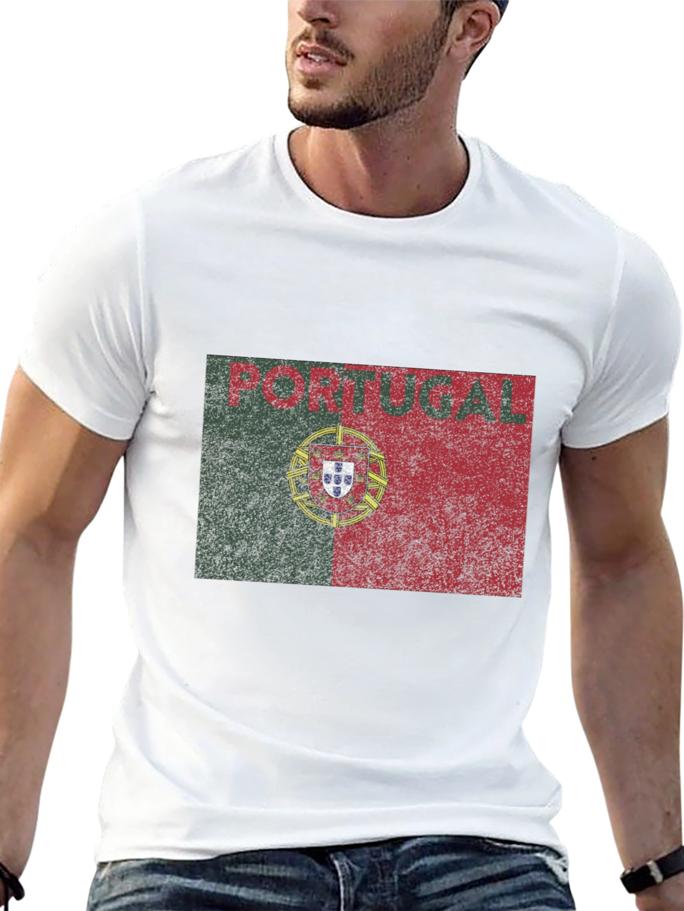 Portugal Flag Graphic T-Shirt - Distressed Design