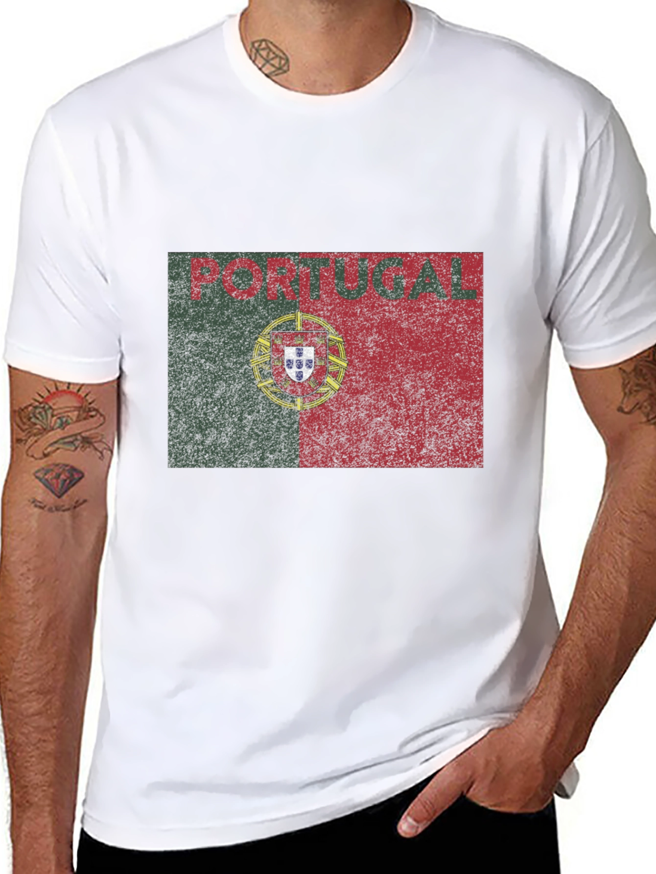 Portugal Flag Graphic T-Shirt - Distressed Design