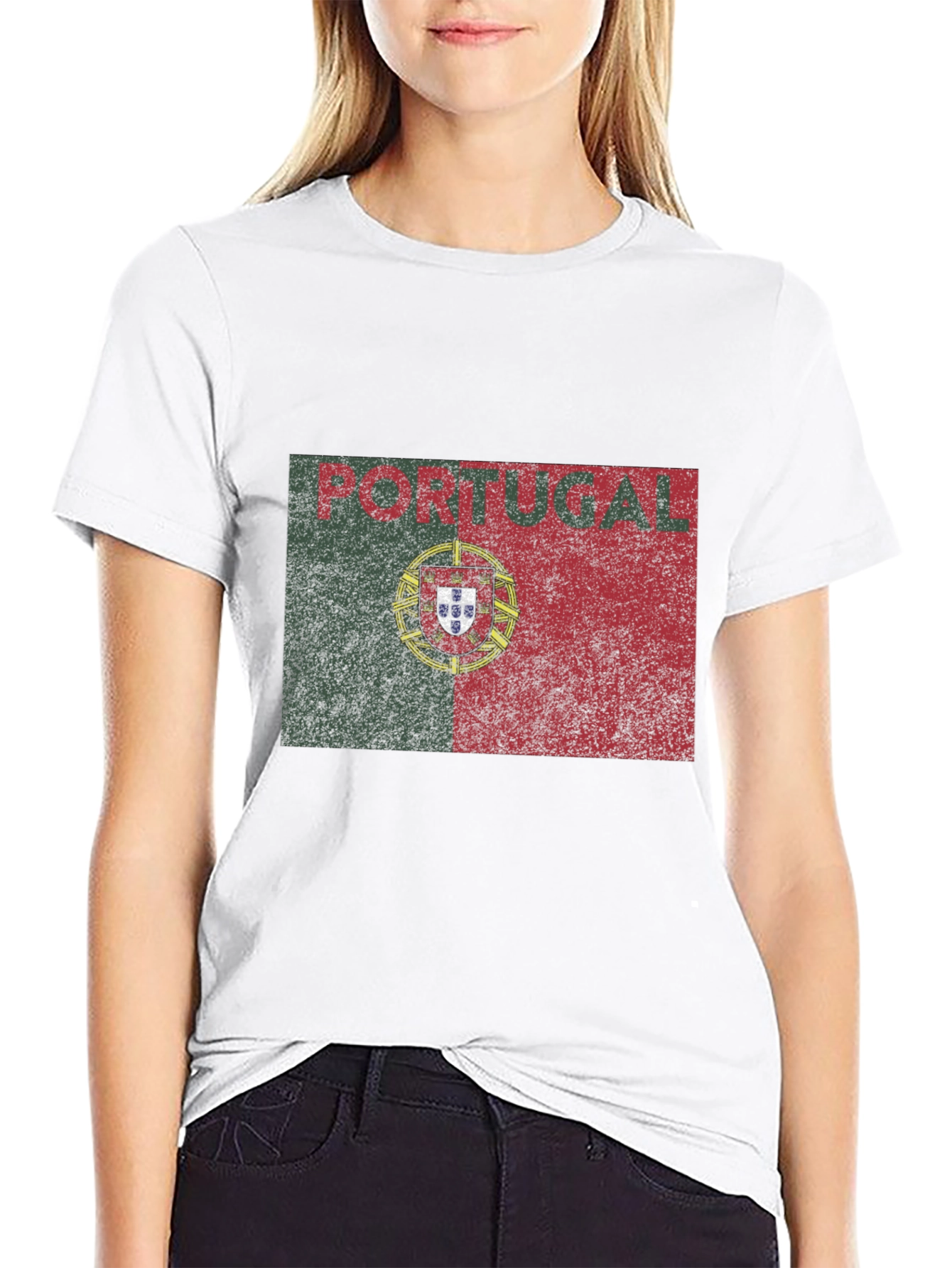 Portugal Flag Graphic T-Shirt - Distressed Design