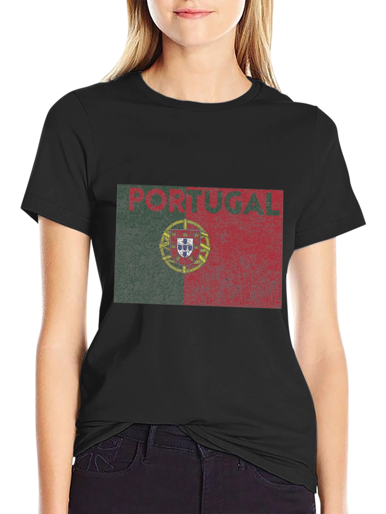 Portugal Flag Graphic T-Shirt - Distressed Design
