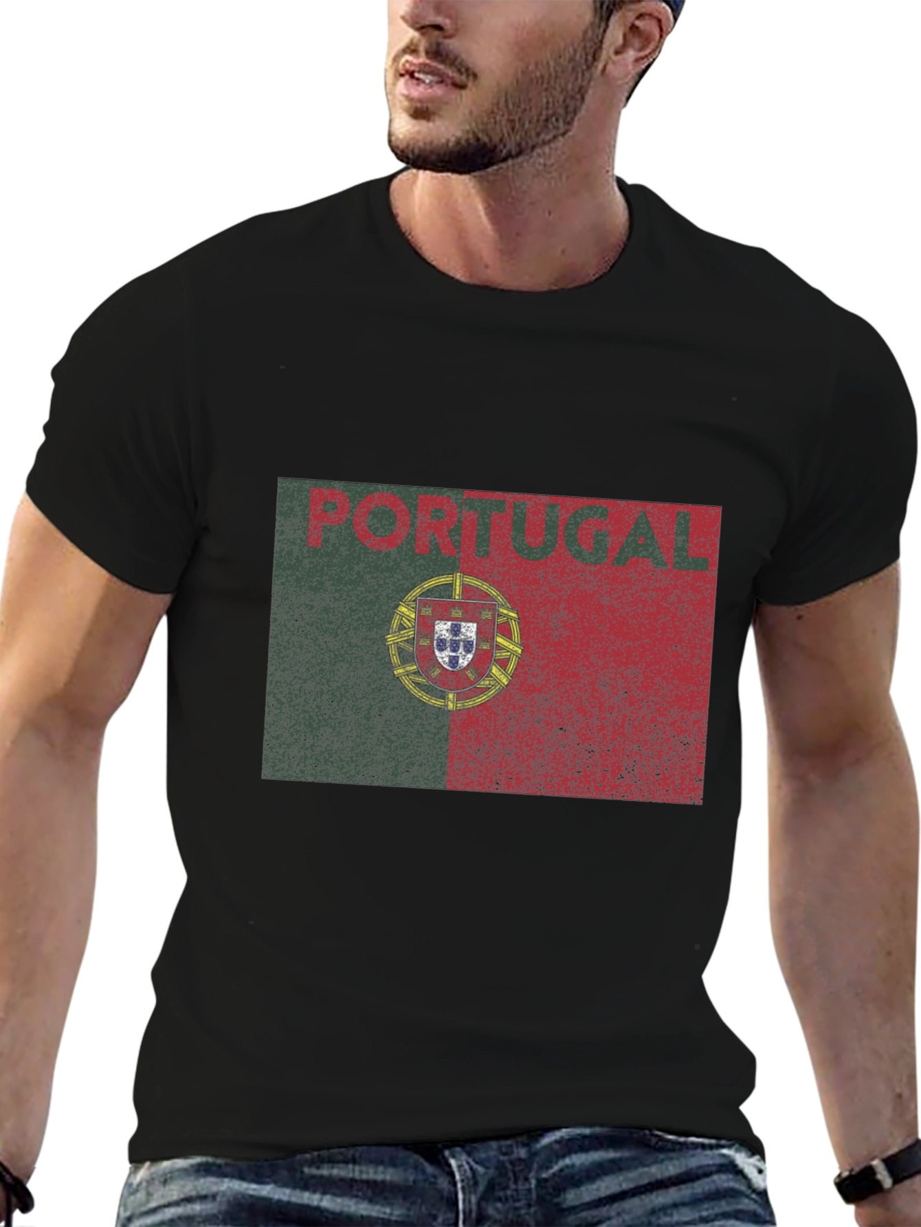 Portugal Flag Graphic T-Shirt - Distressed Design