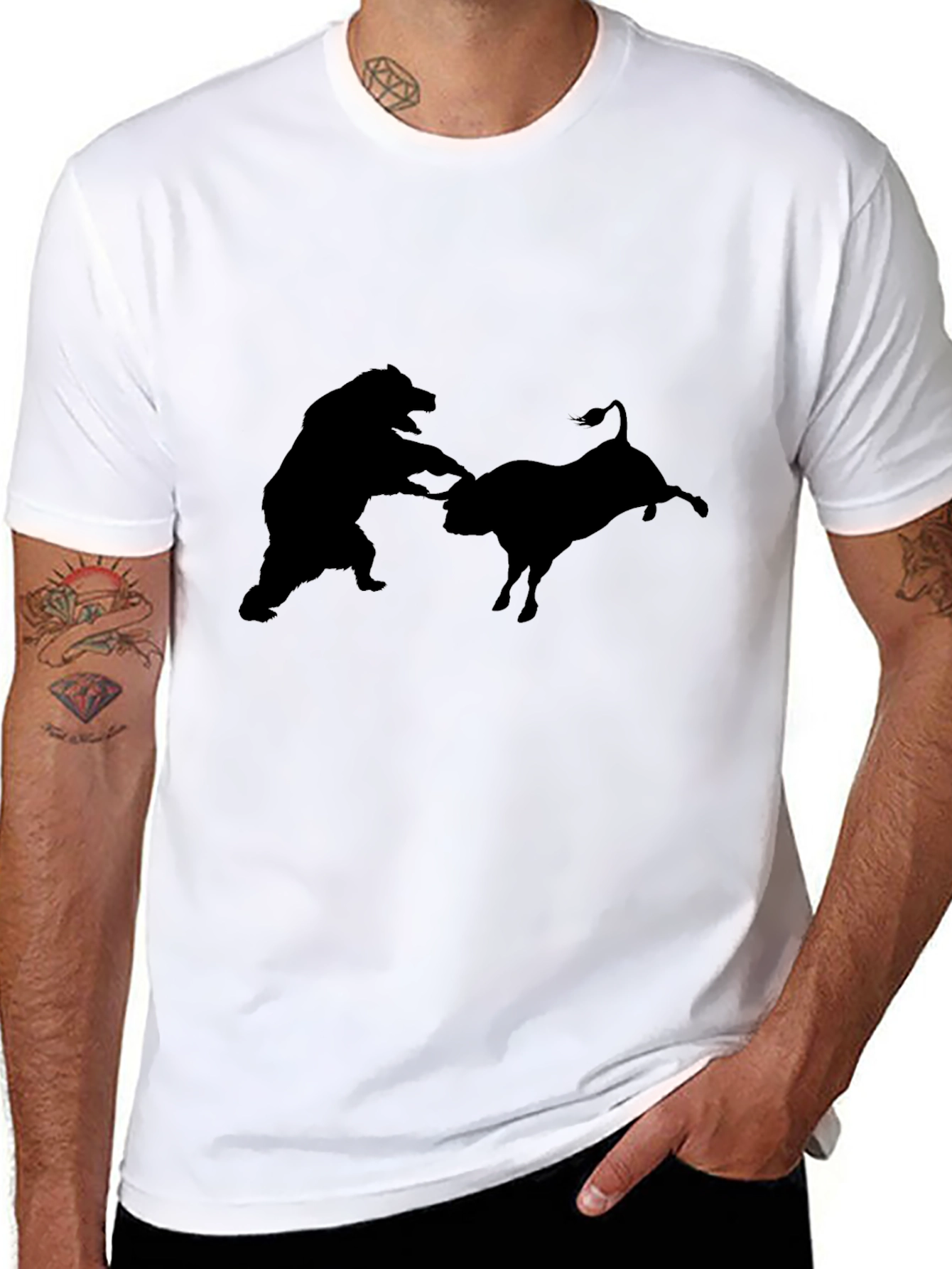 Bull vs Bear Black Graphic Tee