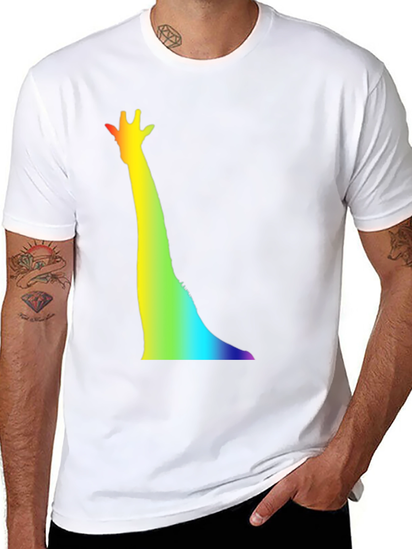 Rainbow Giraffe T-Shirt - Quirky Animal Tee