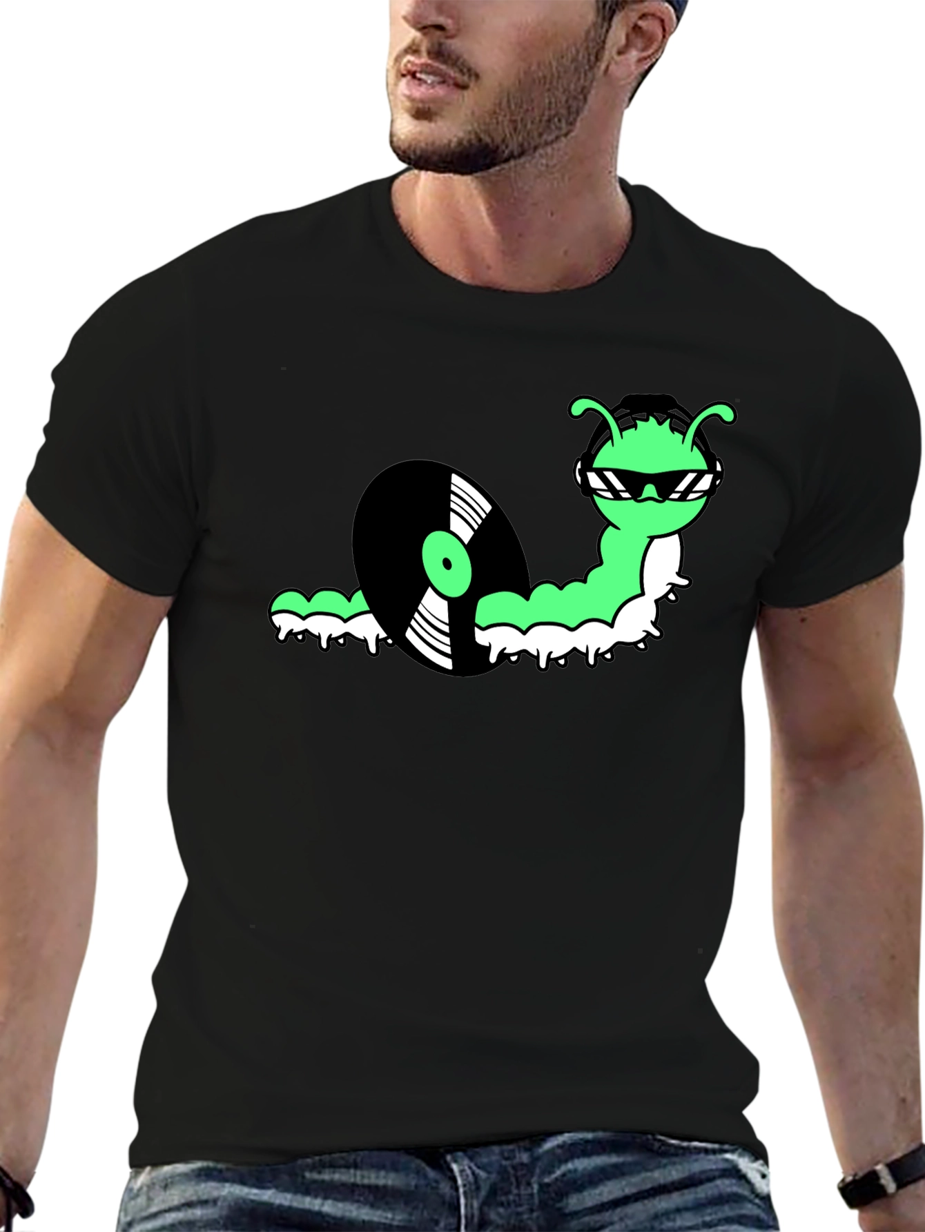 Cool Cartoon Snail DJ Graphic T-Shirt