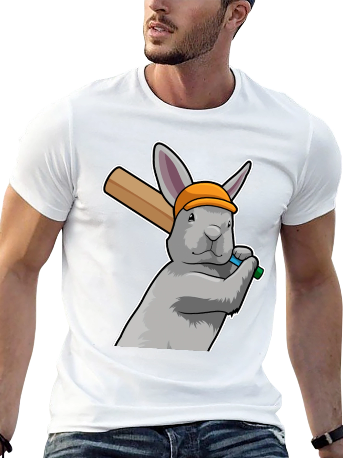 Rabbit Baseball Player Graphic Tee
