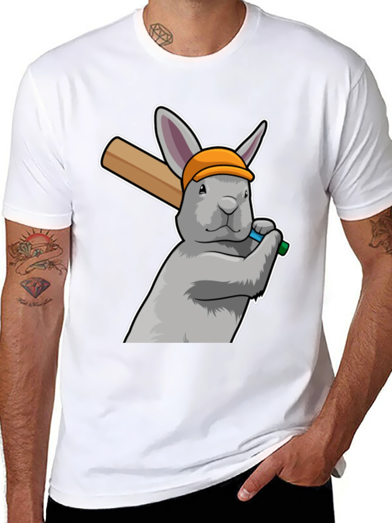 Rabbit Baseball Player Graphic Tee