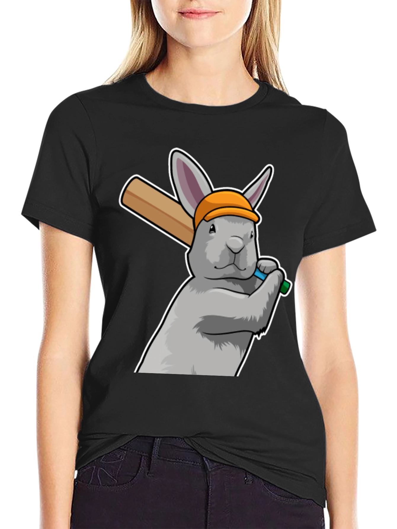 Rabbit Baseball Player Graphic Tee