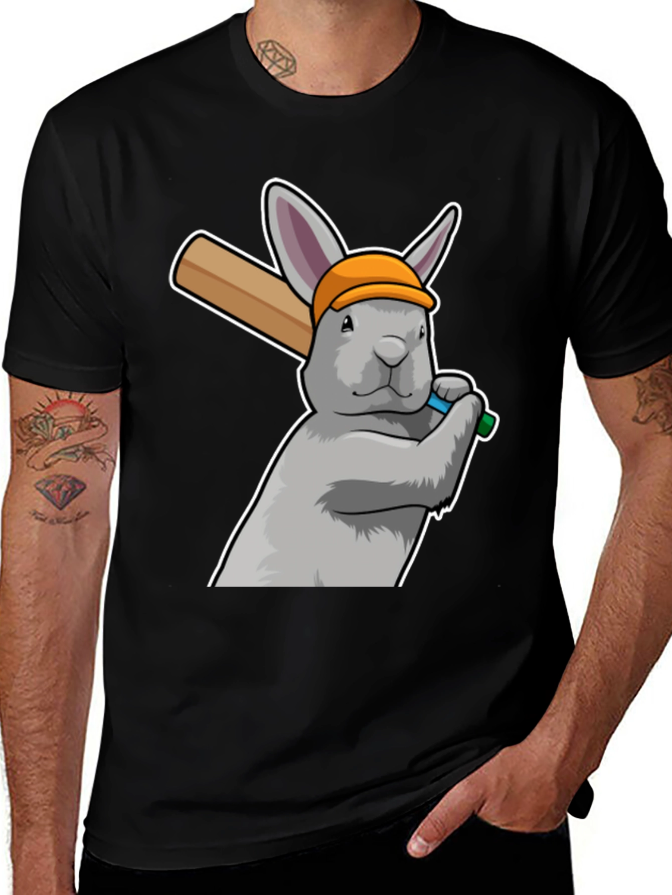 Rabbit Baseball Player Graphic Tee