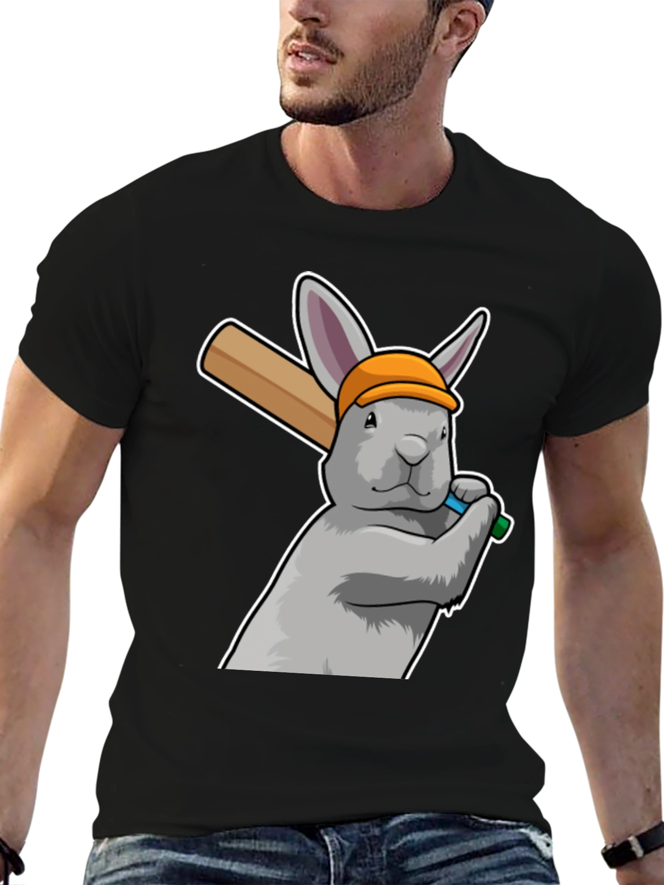 Rabbit Baseball Player Graphic Tee