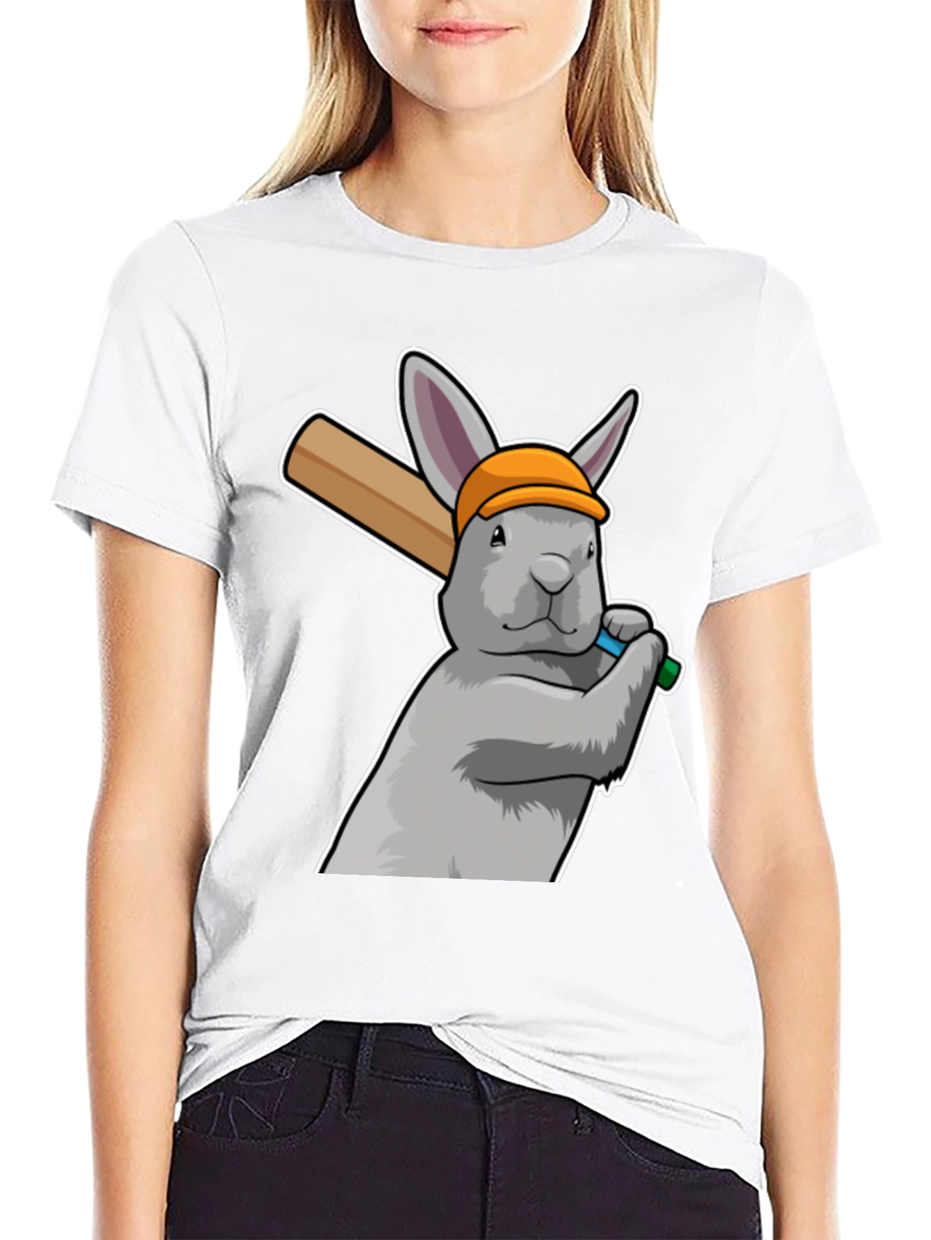 Rabbit Baseball Player Graphic Tee