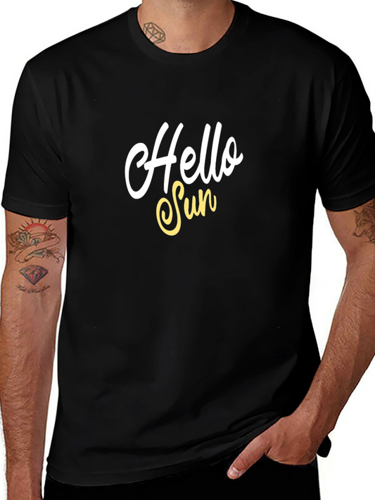 Hello Sun Graphic T-Shirt - Black Cotton Blend Tee