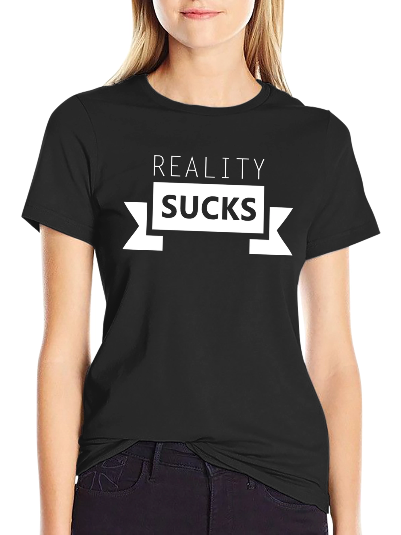Reality Sucks Graphic Tee - Black Cotton T-Shirt