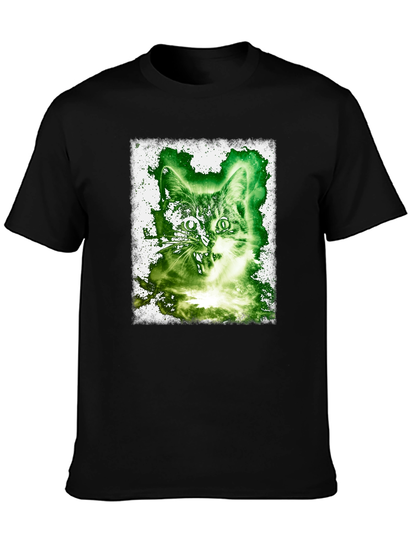 Cat Graphic Tee - Black Cotton Blend
