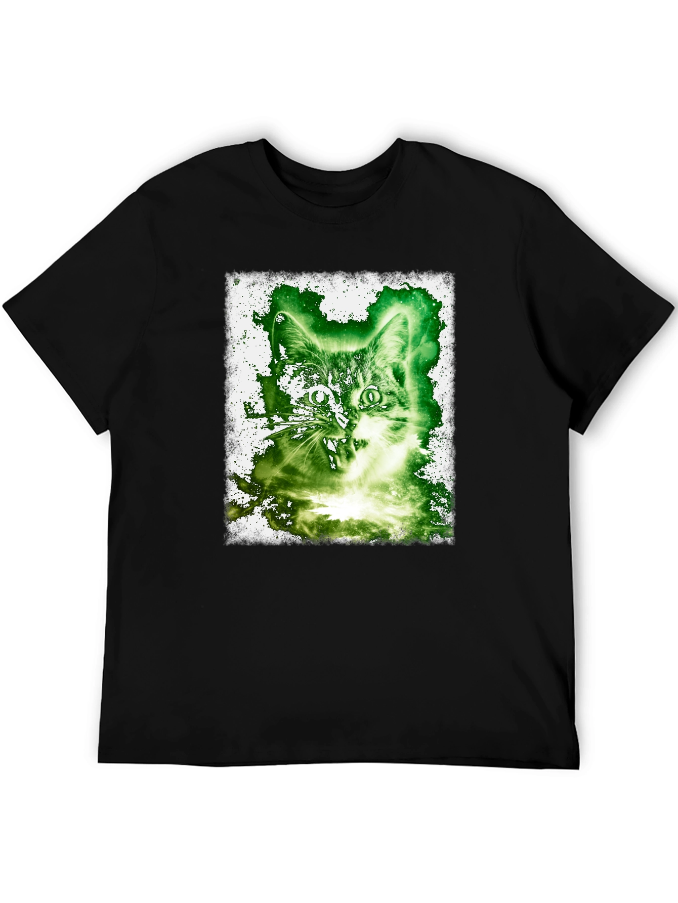Cat Graphic Tee - Black Cotton Blend