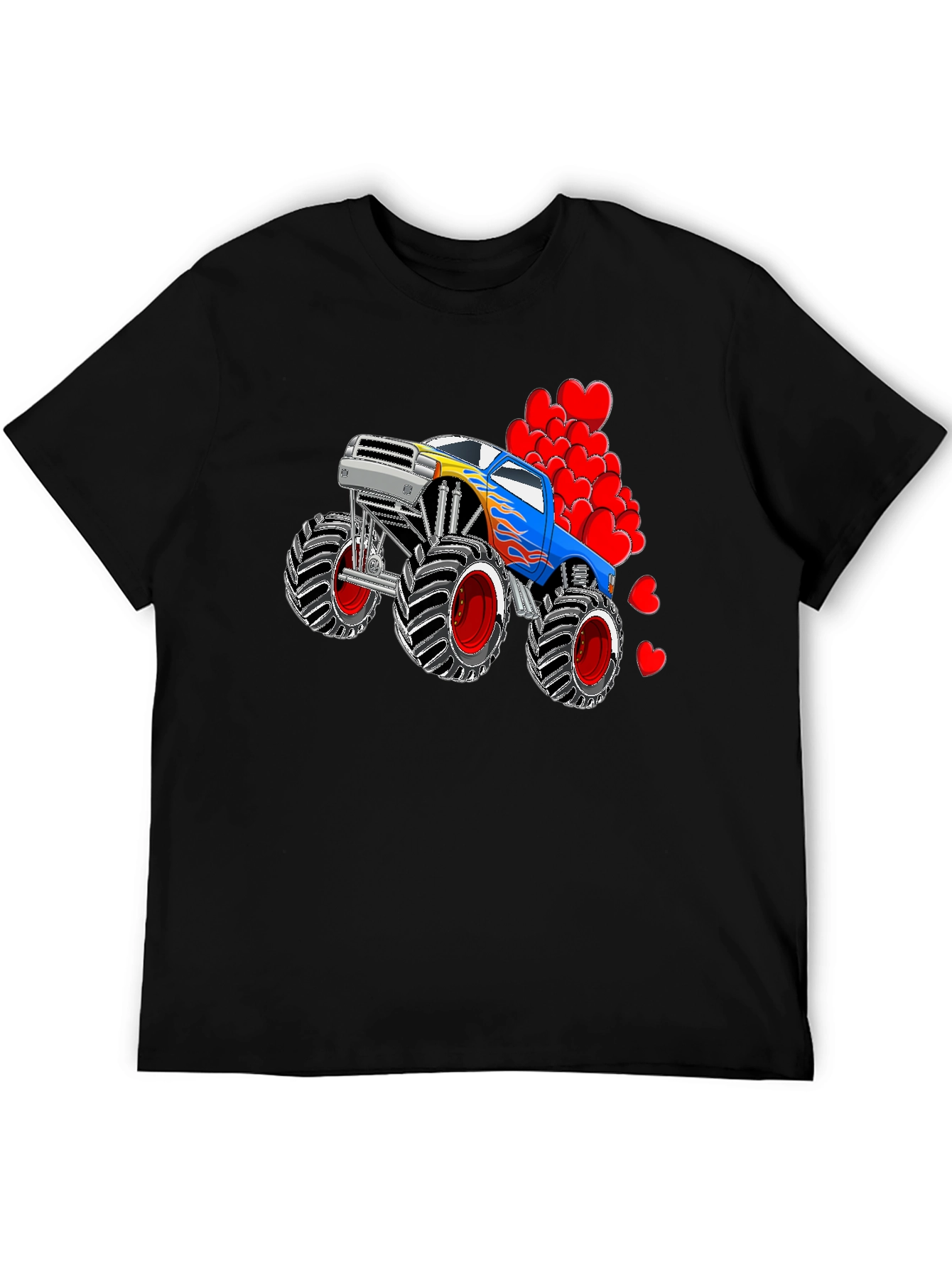 Monster Truck Love Valentines Day Graphic Tee