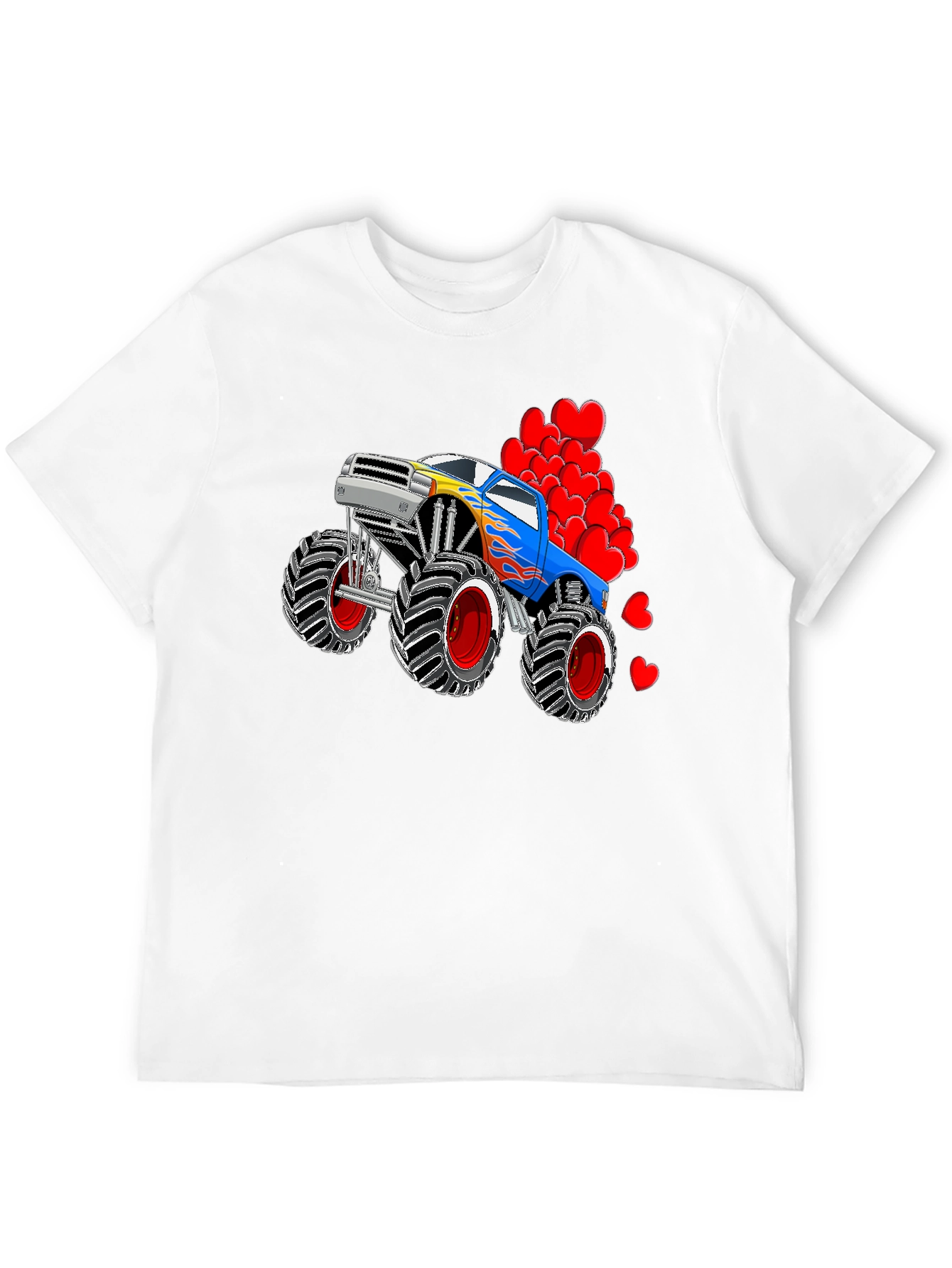 Monster Truck Love Valentines Day Graphic Tee
