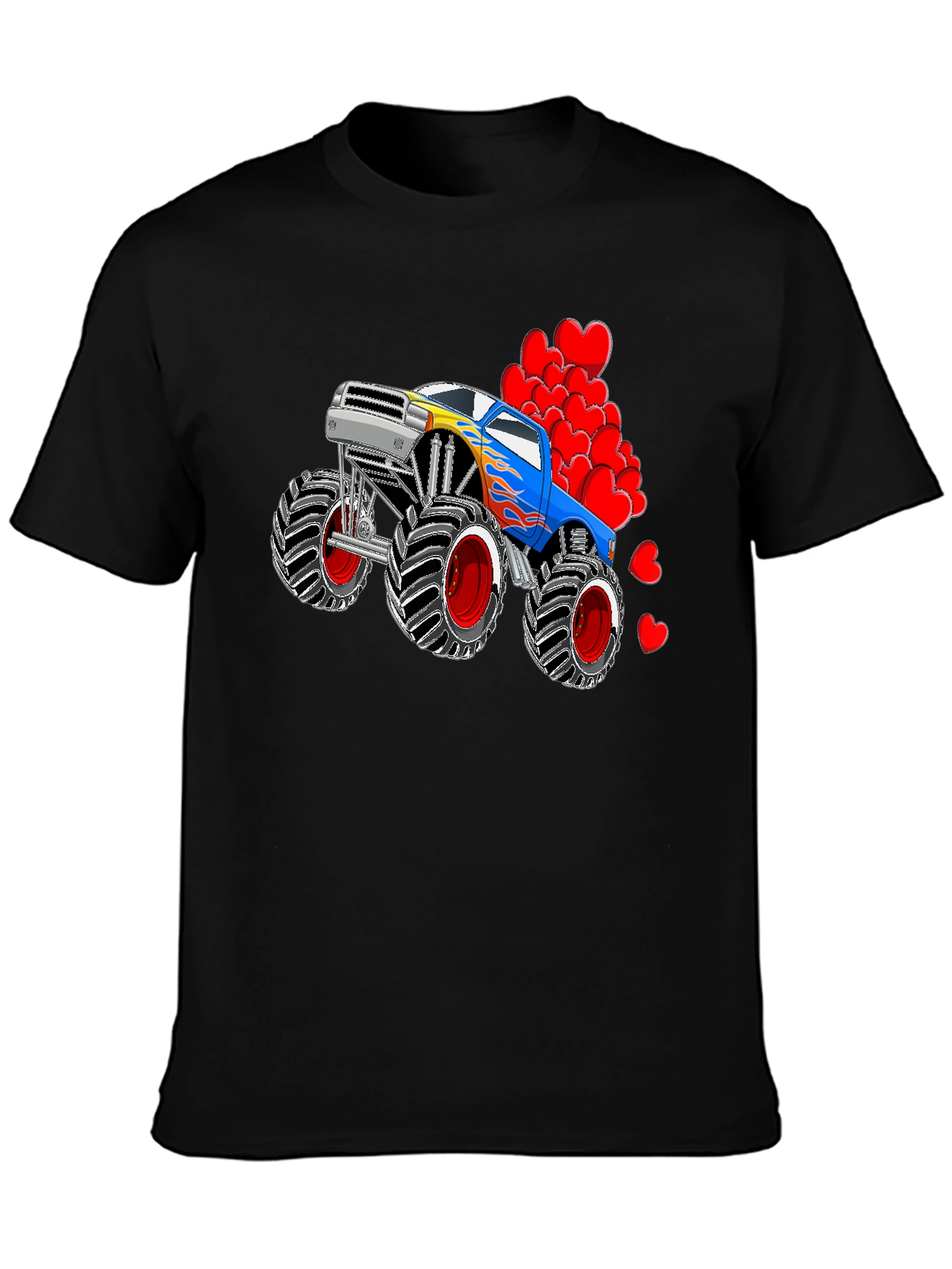 Monster Truck Love Valentines Day Graphic Tee