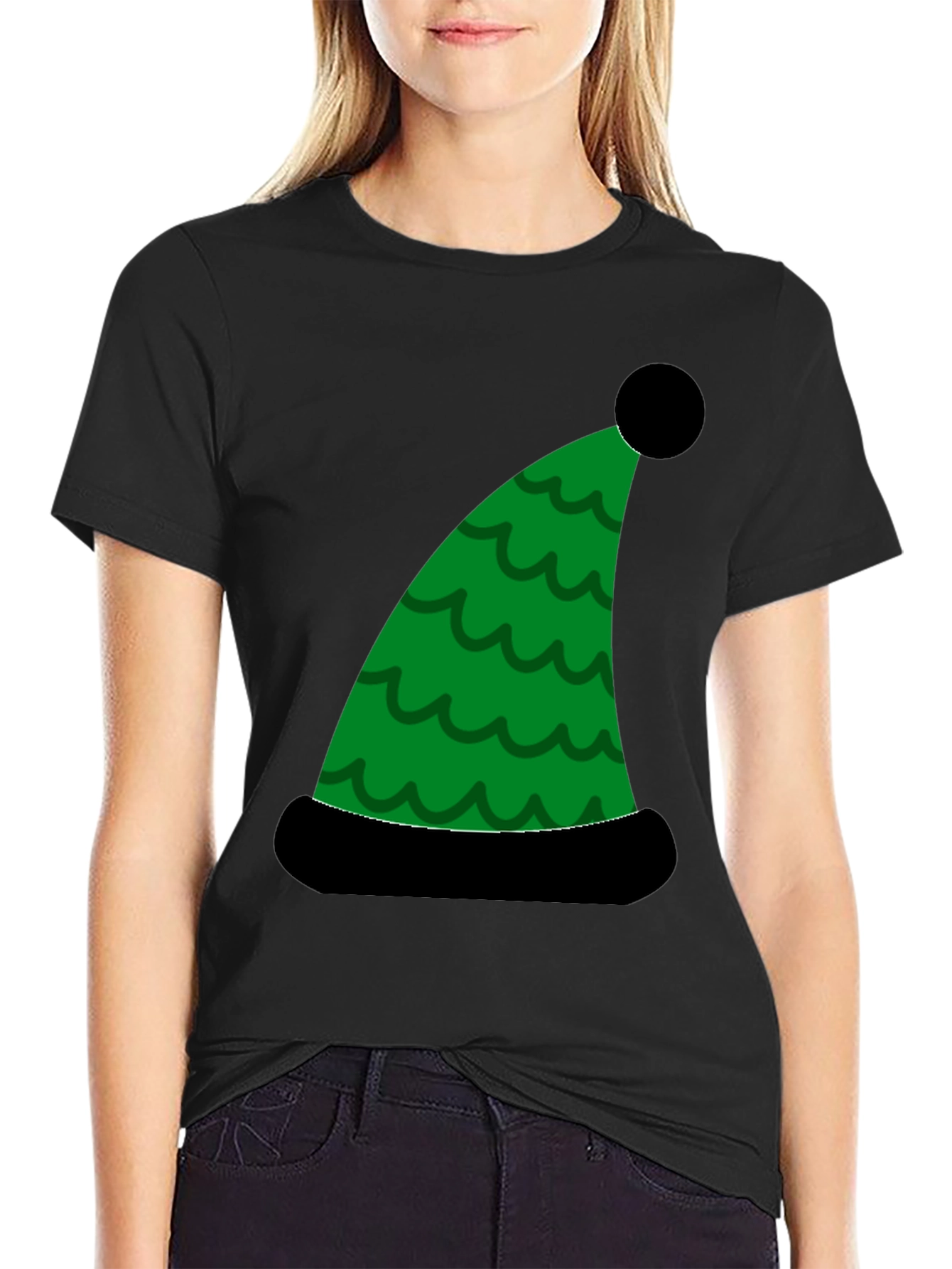 Holiday Elf Hat Graphic Tee - Festive Fun!