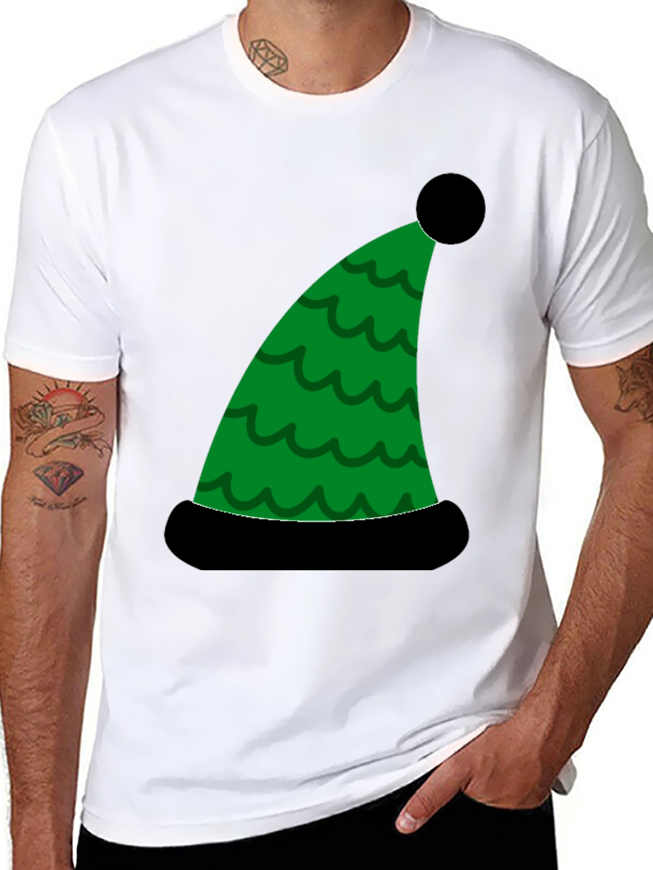 Holiday Elf Hat Graphic Tee - Festive Fun!