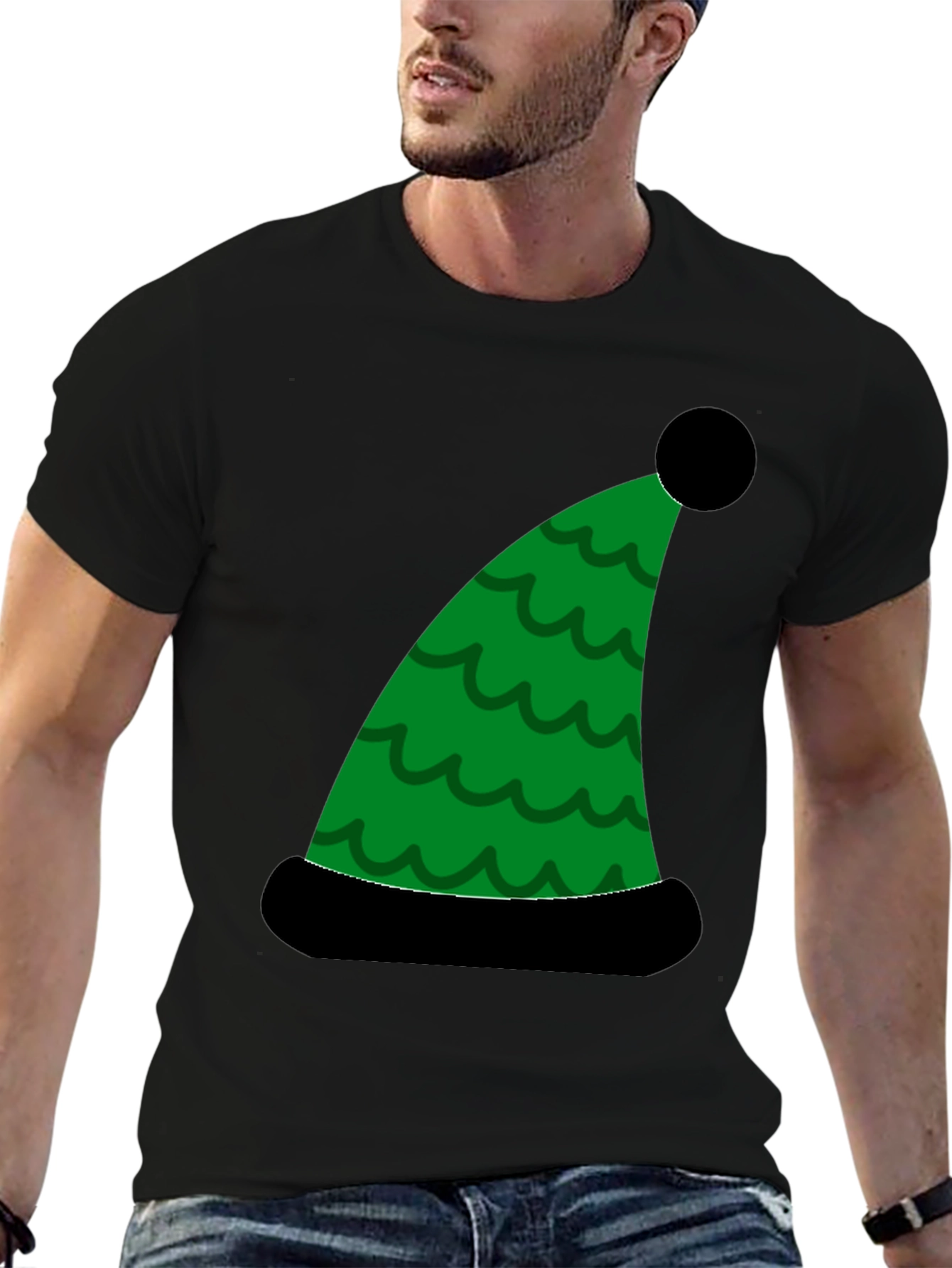 Holiday Elf Hat Graphic Tee - Festive Fun!