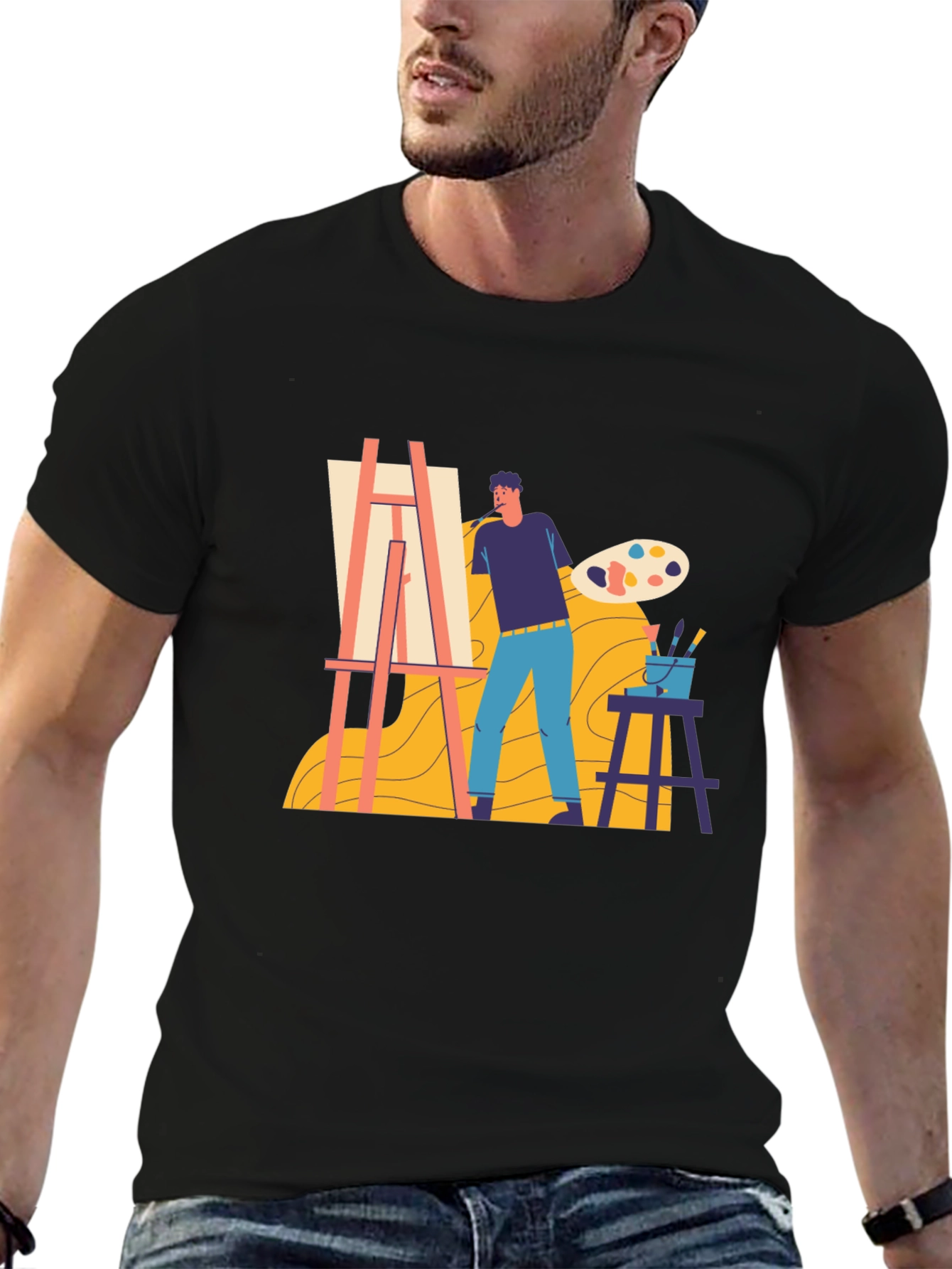 Artist Painting Graphic Tee - Creative Expression