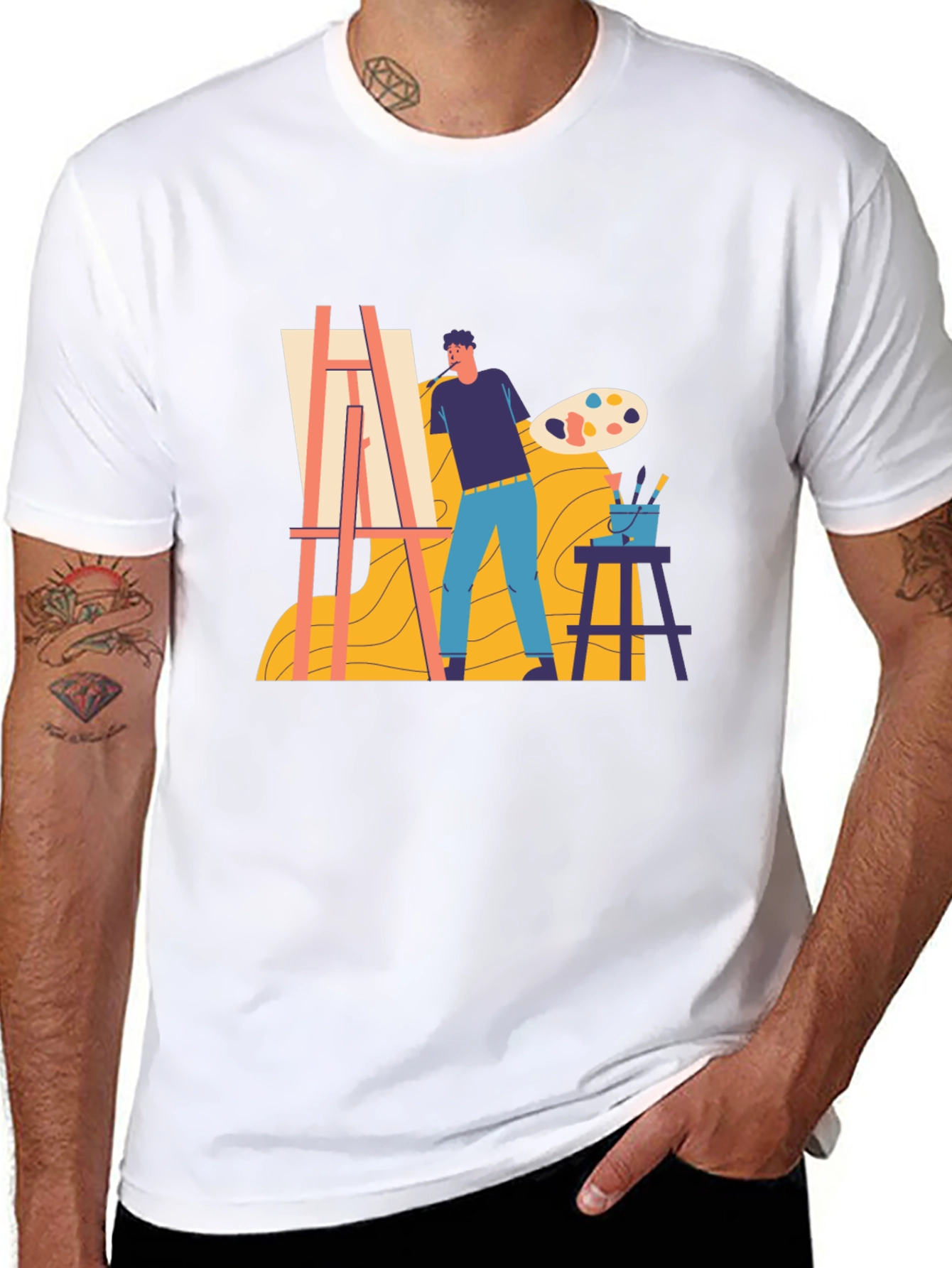 Artist Painting Graphic Tee - Creative Expression