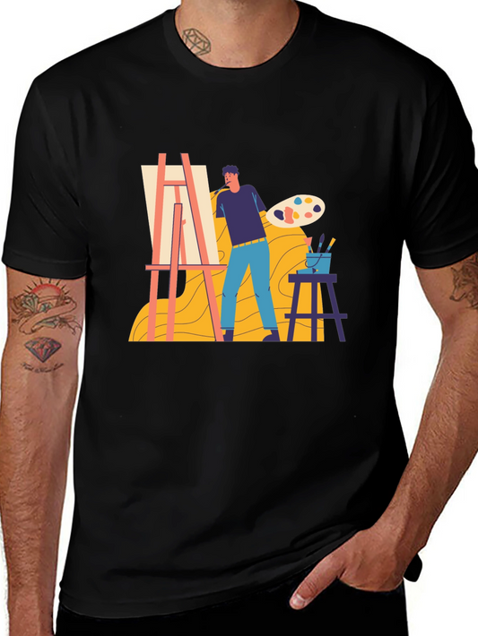 Artist Painting Graphic Tee - Creative Expression