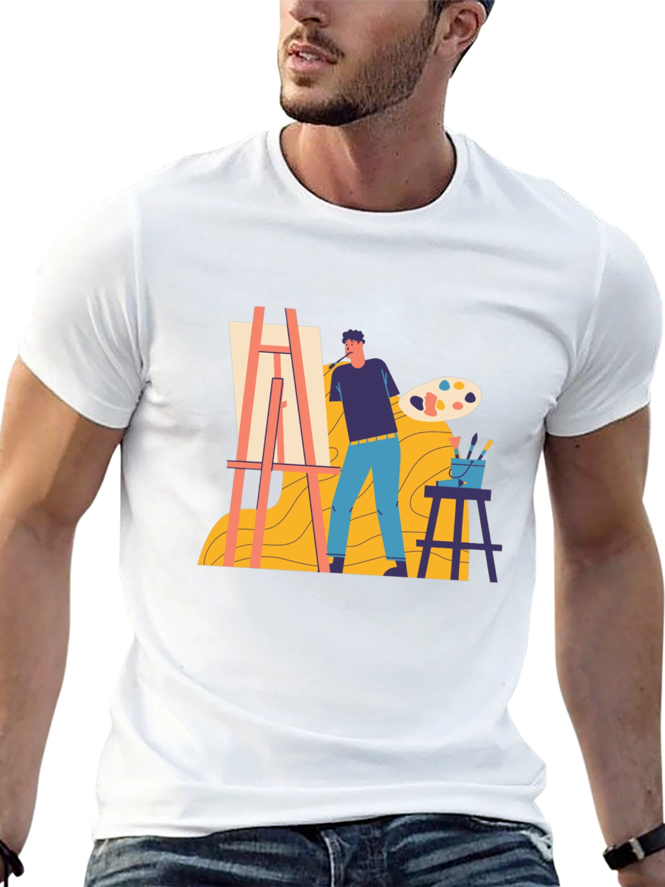 Artist Painting Graphic Tee - Creative Expression