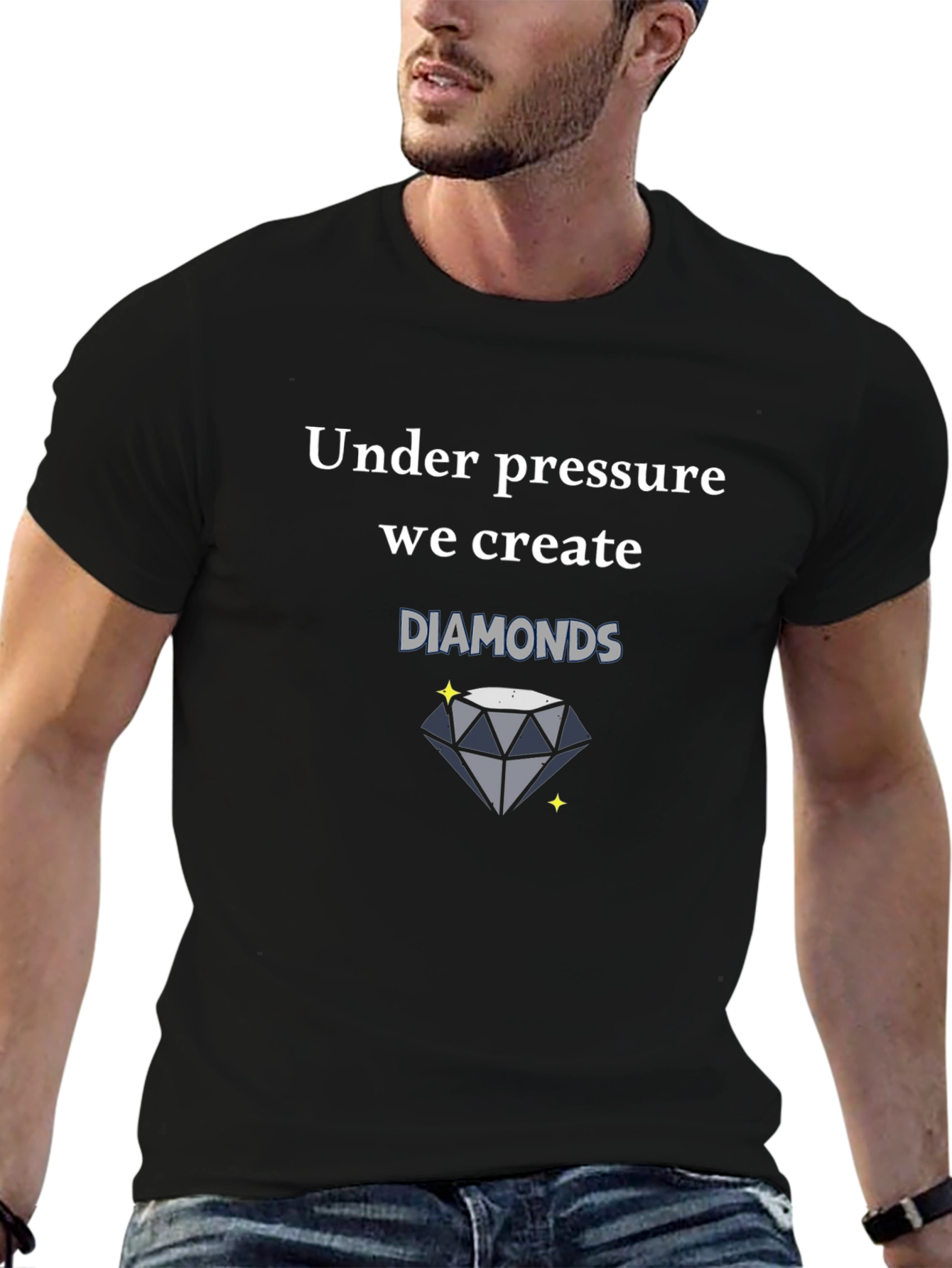 Under Pressure We Create Diamonds Black T-Shirt