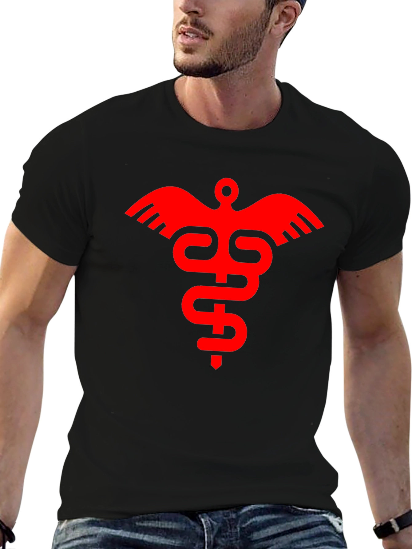 Medical Symbol Graphic Tee - Stylish Black T-Shirt