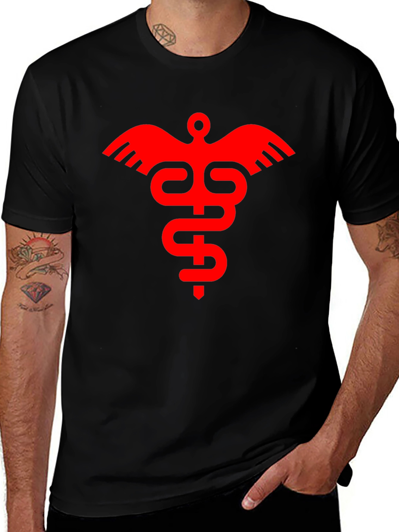 Medical Symbol Graphic Tee - Stylish Black T-Shirt