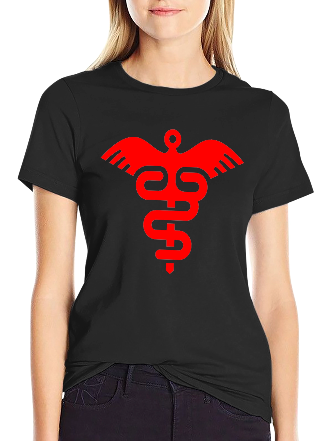 Medical Symbol Graphic Tee - Stylish Black T-Shirt