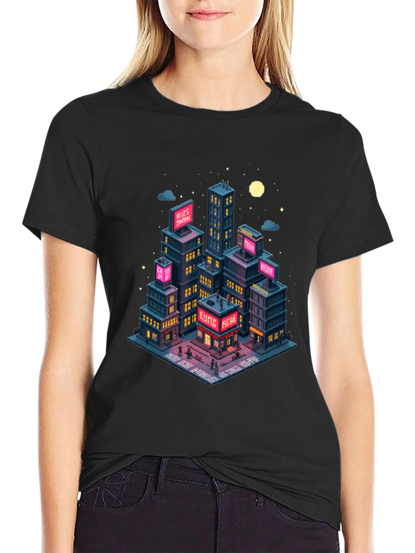 Pixel Art Cityscape T-Shirt