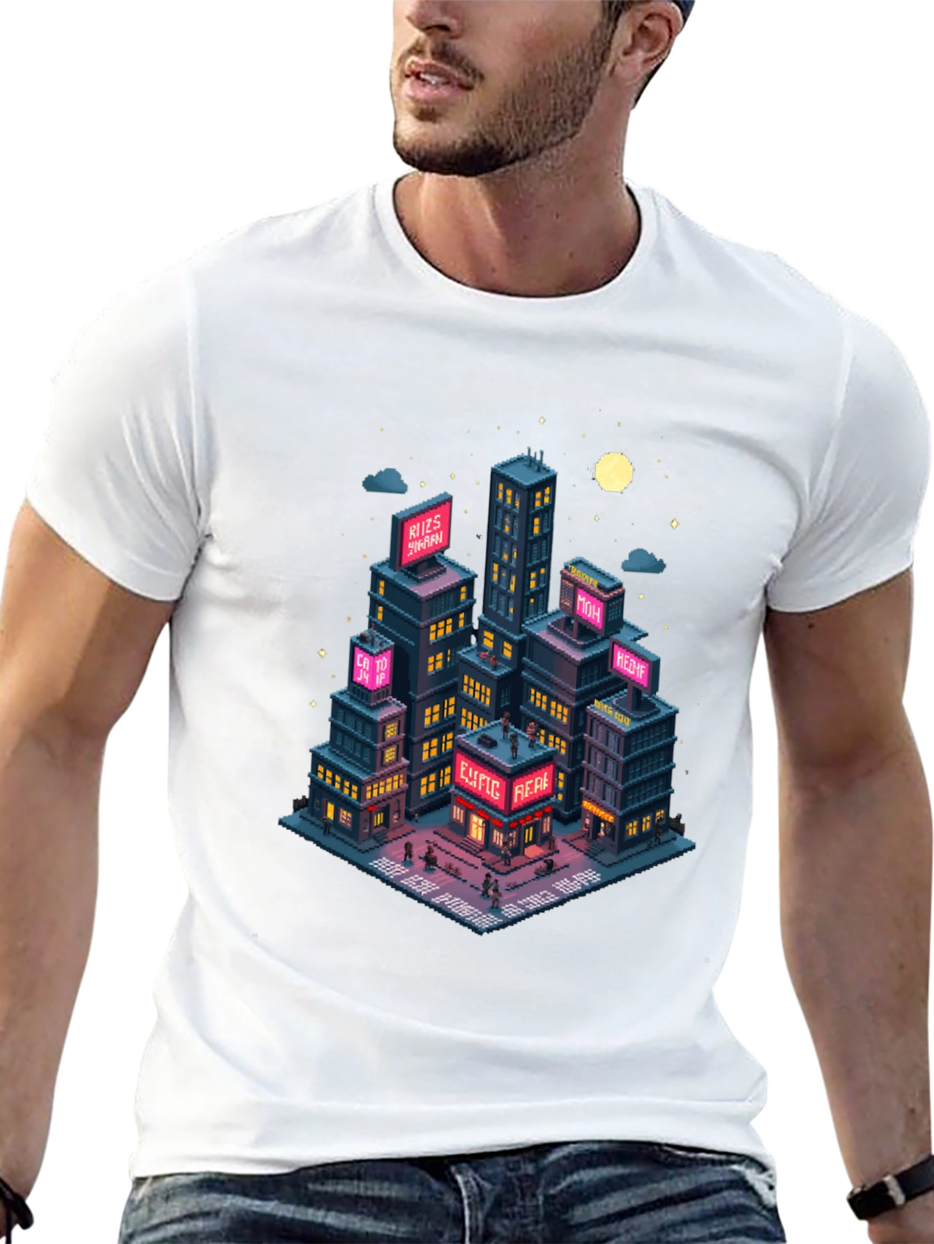 Pixel Art Cityscape T-Shirt