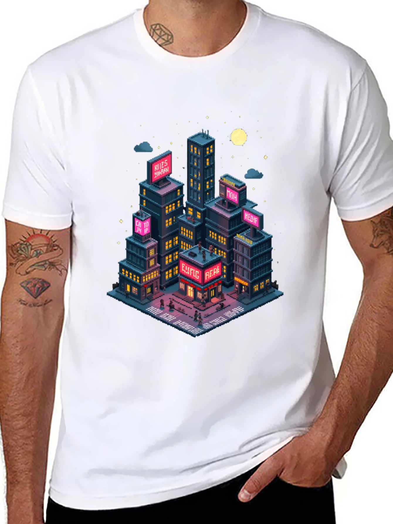 Pixel Art Cityscape T-Shirt