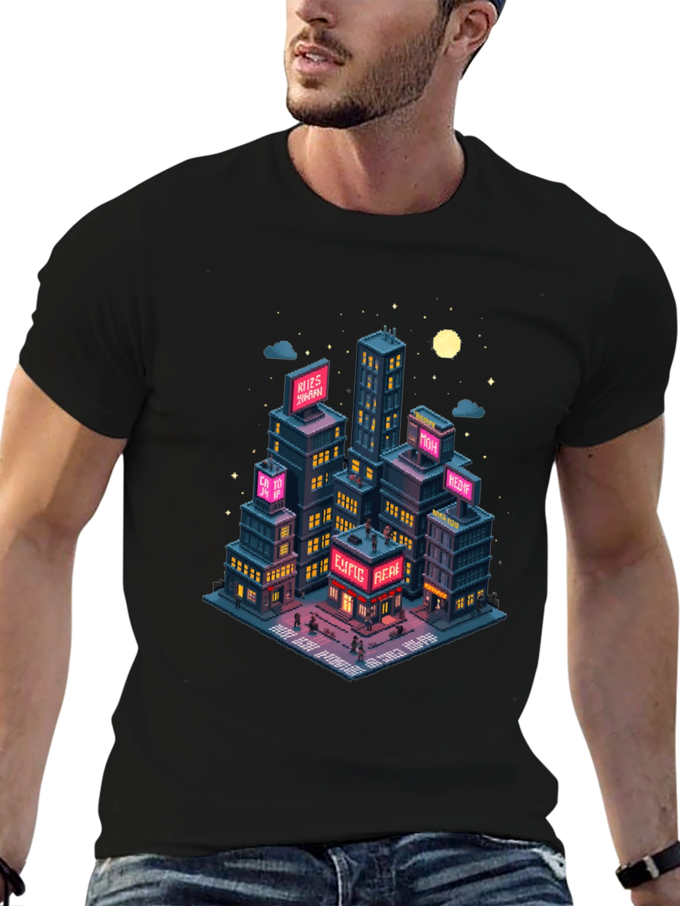 Pixel Art Cityscape T-Shirt