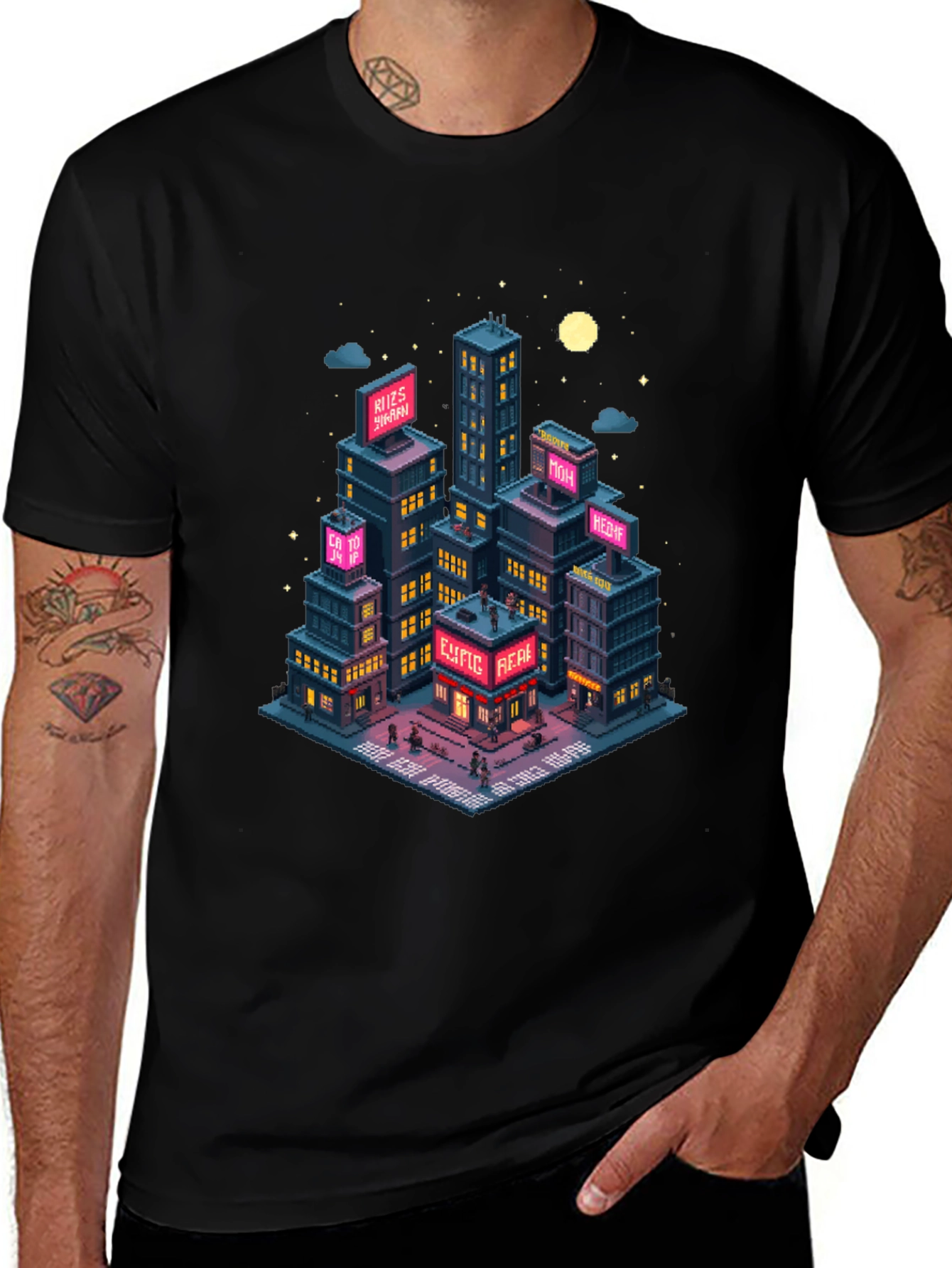 Pixel Art Cityscape T-Shirt