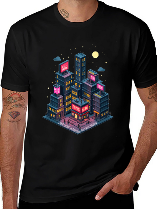 Pixel Art Cityscape T-Shirt