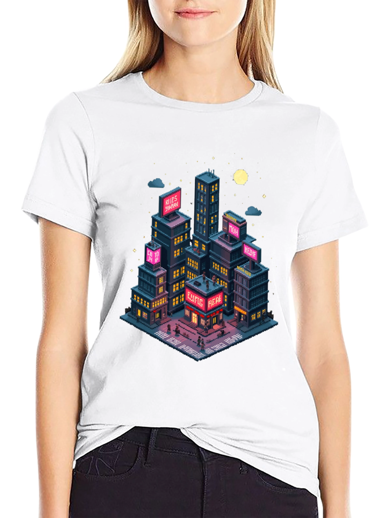 Pixel Art Cityscape T-Shirt