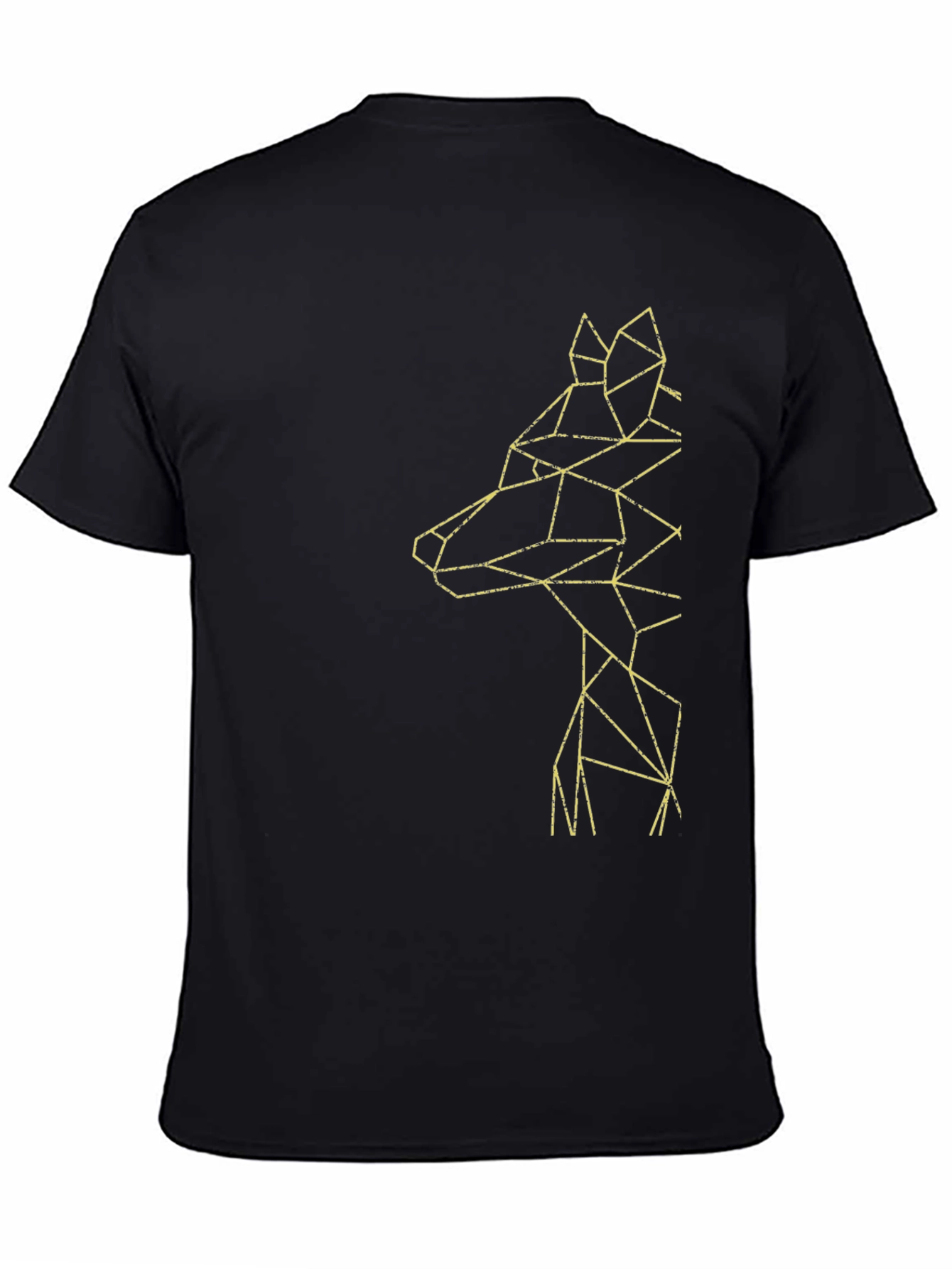 Geometric Wolf Graphic Tee - Modern Mens Black T-Shirt