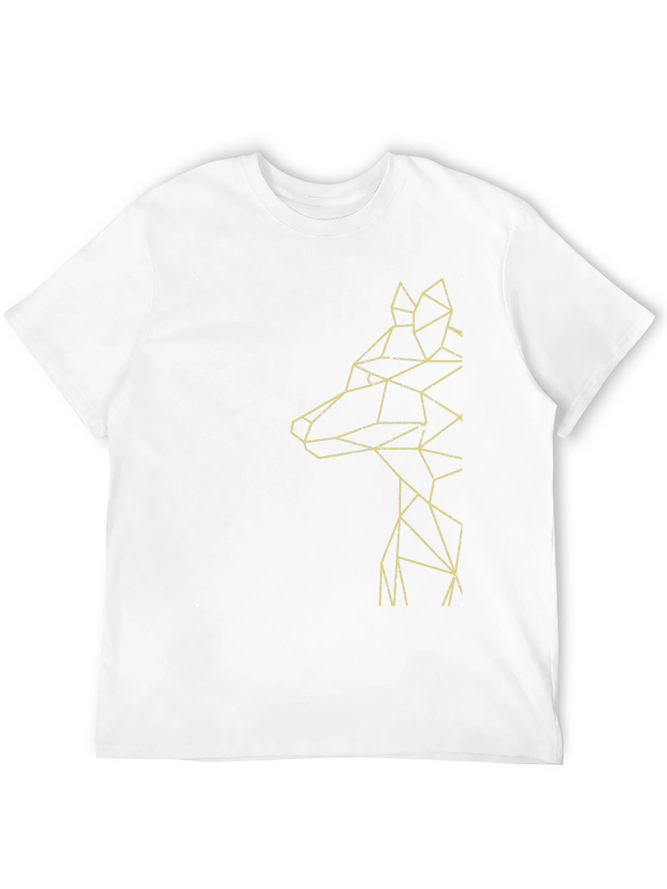 Geometric Wolf Graphic Tee - Modern Mens Black T-Shirt
