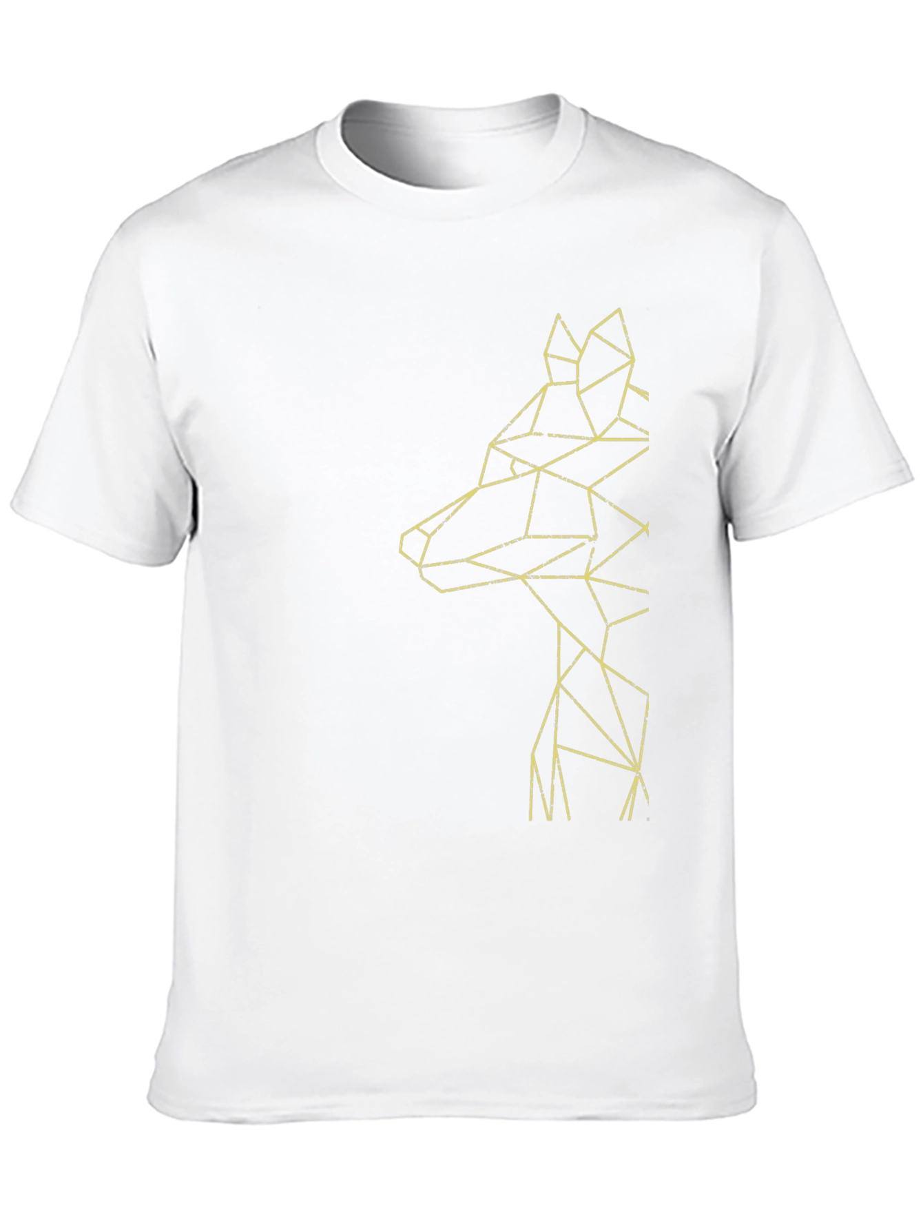 Geometric Wolf Graphic Tee - Modern Mens Black T-Shirt