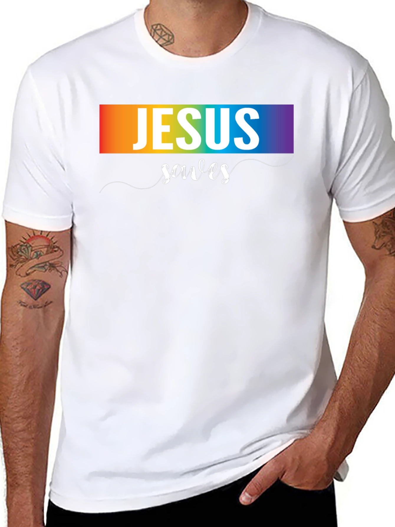 Jesus Saves Rainbow T-Shirt